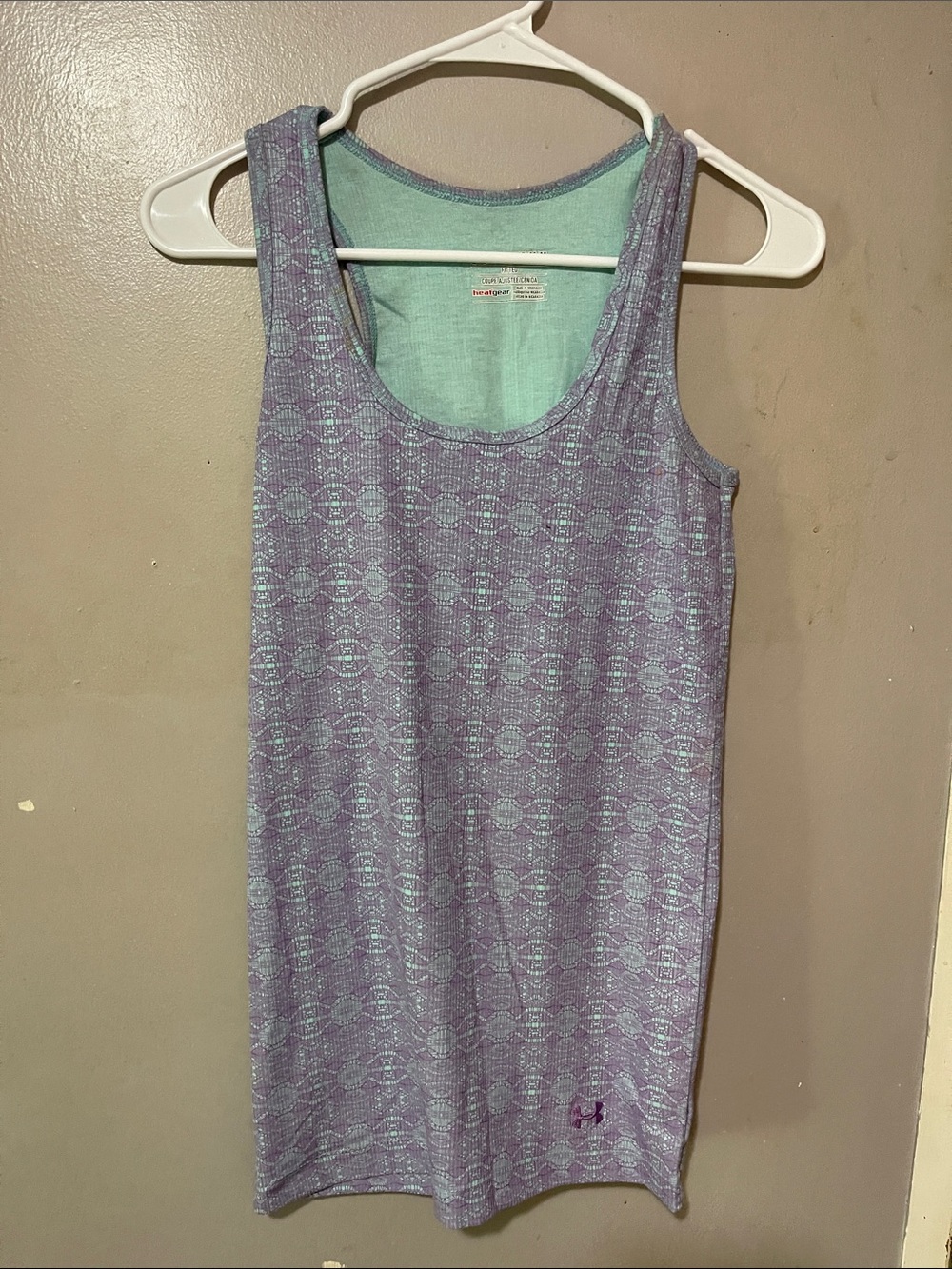 Under Armour Purple Patterned Tank Top with Teal Lining